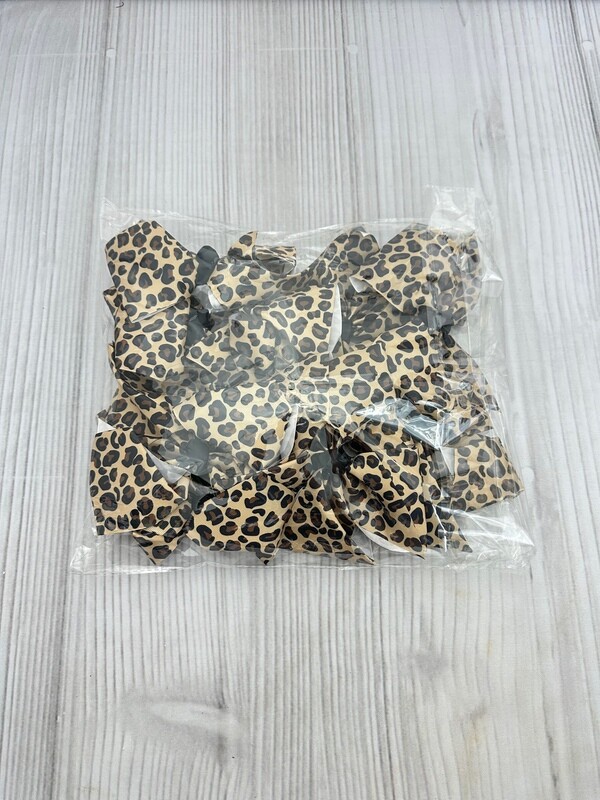 10 Cheetah Print Hair Bows - 1 Pack