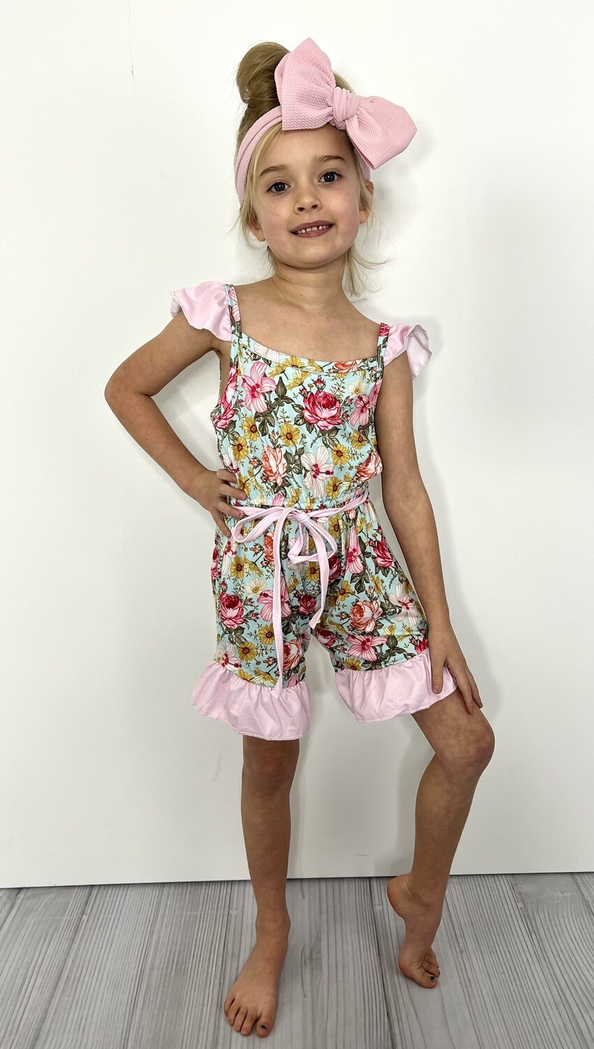 Rustic Floral Girls Romper