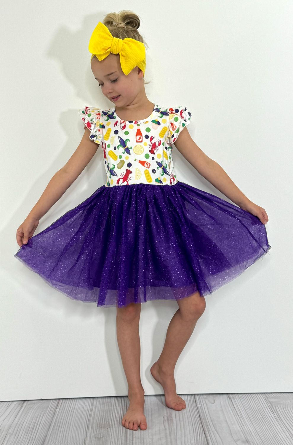 Crawfish Mardi Gras Tutu Girls Dress