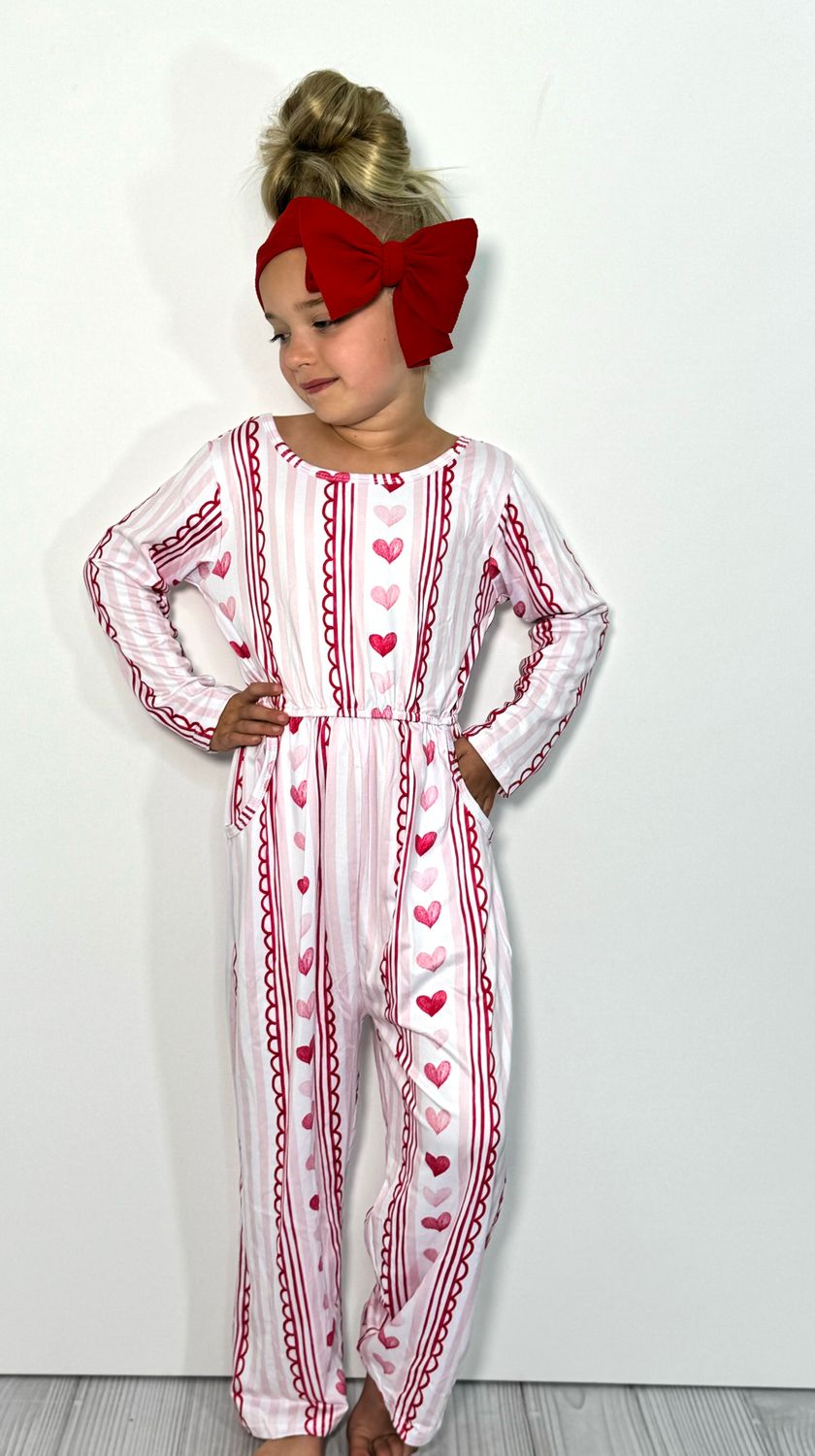 Sweetheart Stripes Girls Romper