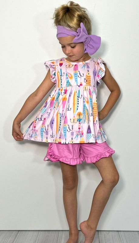 Pink Fishing Lure Girls Set