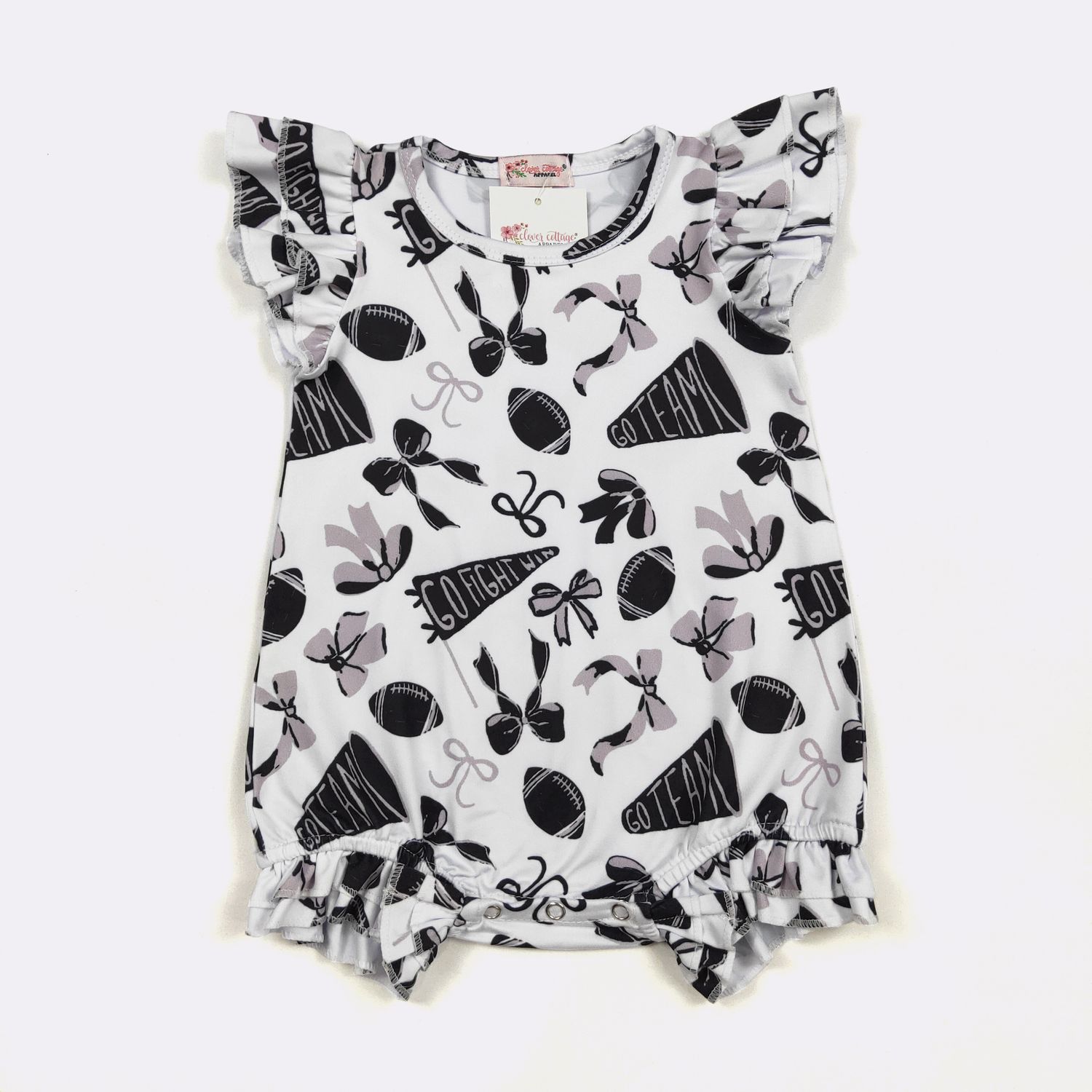 Go Team Black Baby Romper