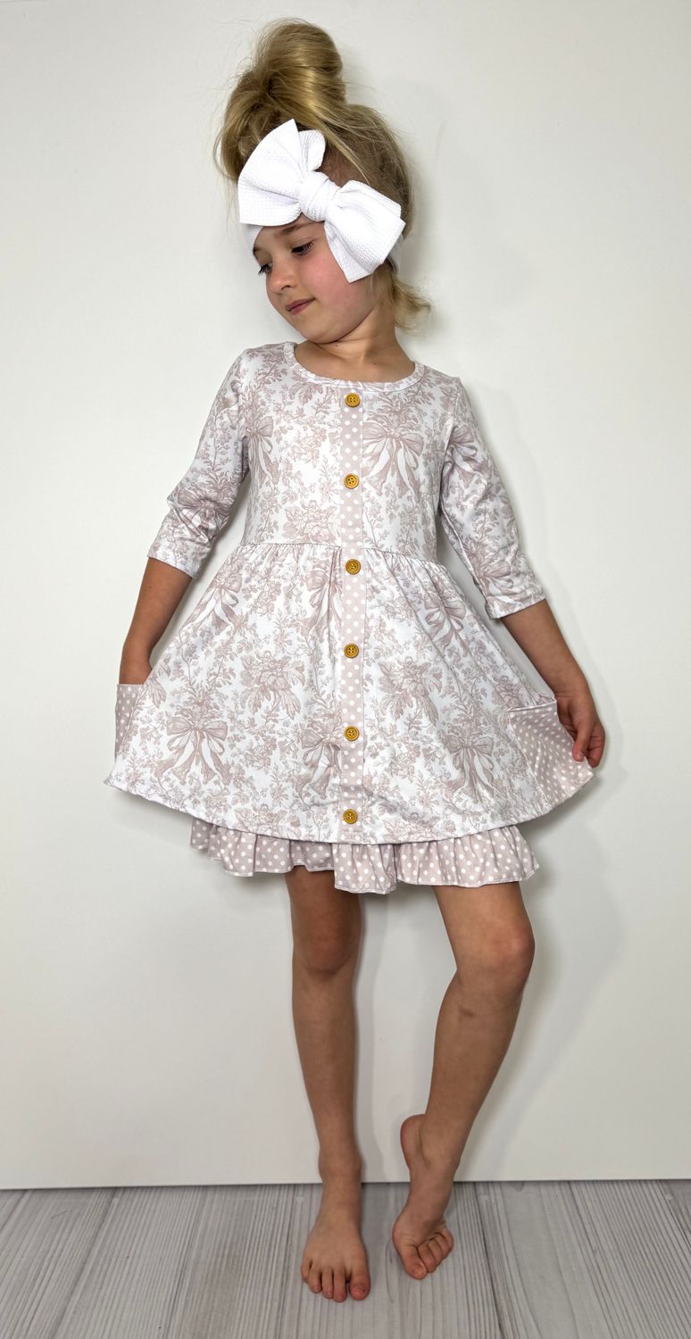 Fawn Damask Girls Dress