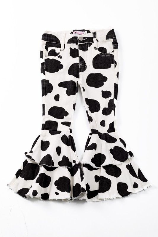 Cow Print Denim Flares