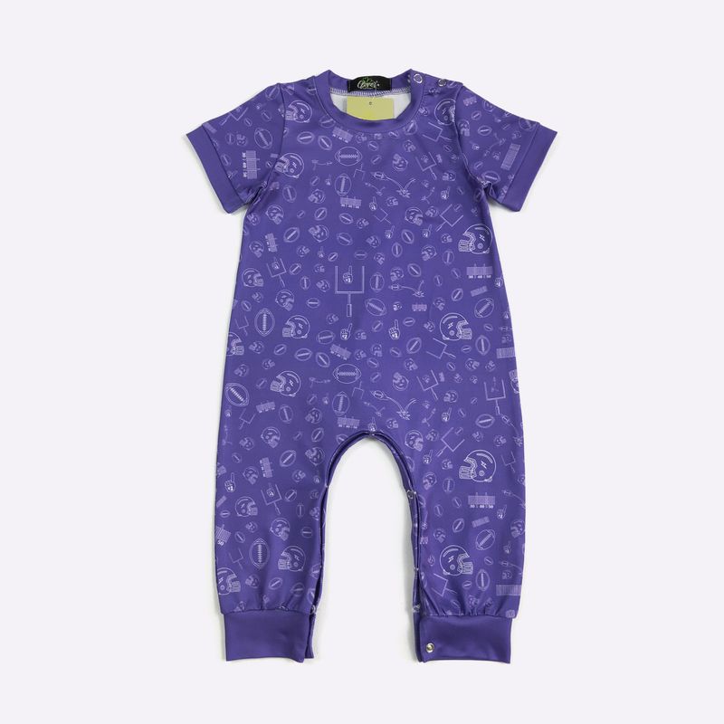 Field Goal Football Boy Romper-Purple