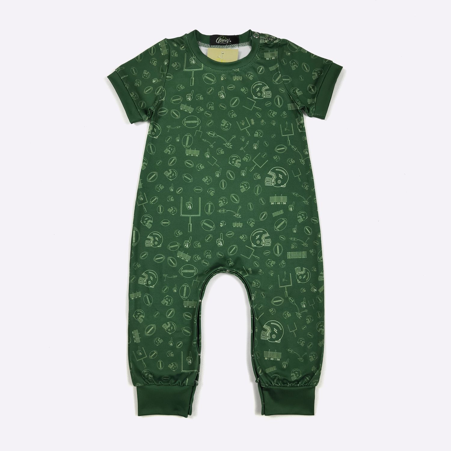 Field Goal Football Boy Romper-Green