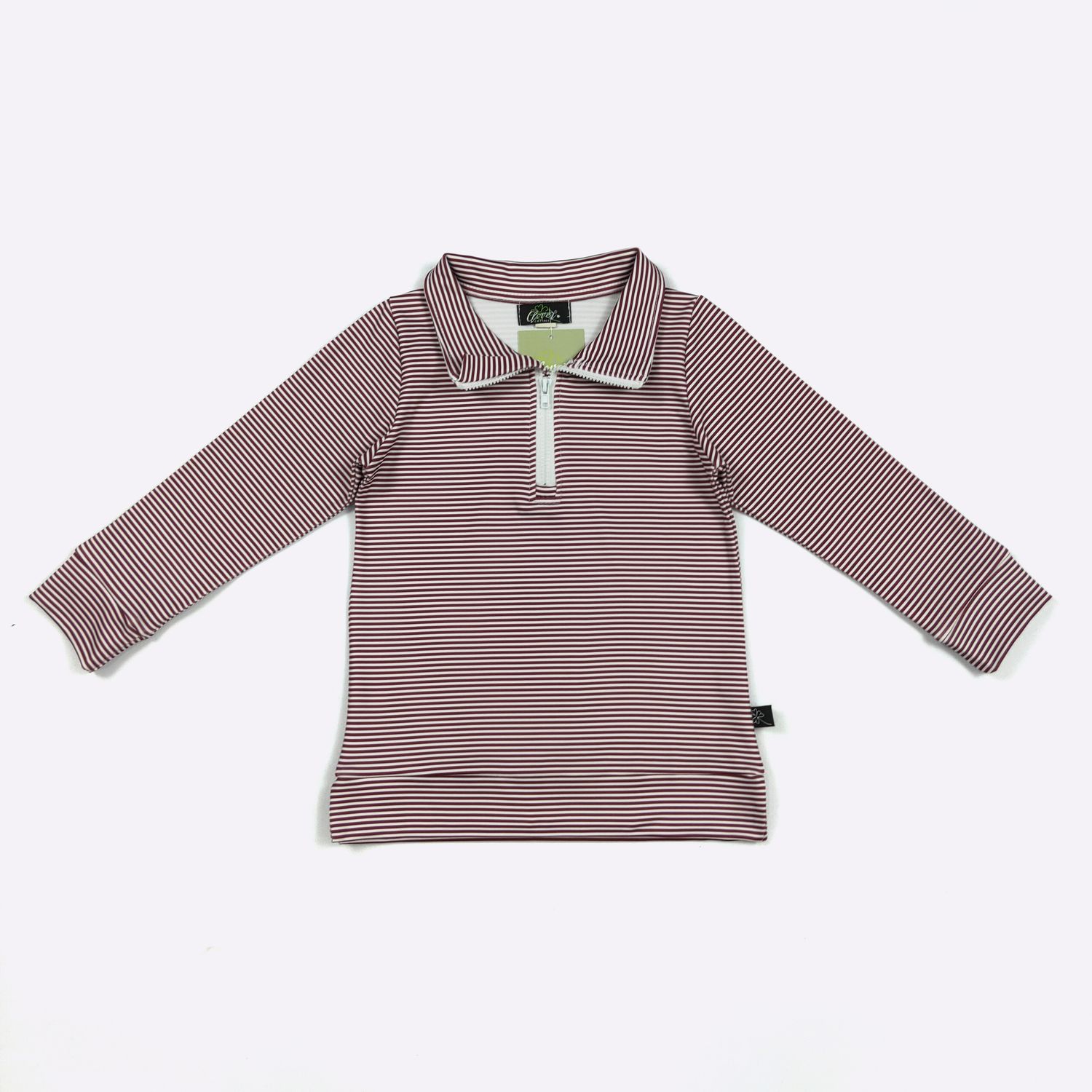 Burgundy Stripe Boy Quarter Zip