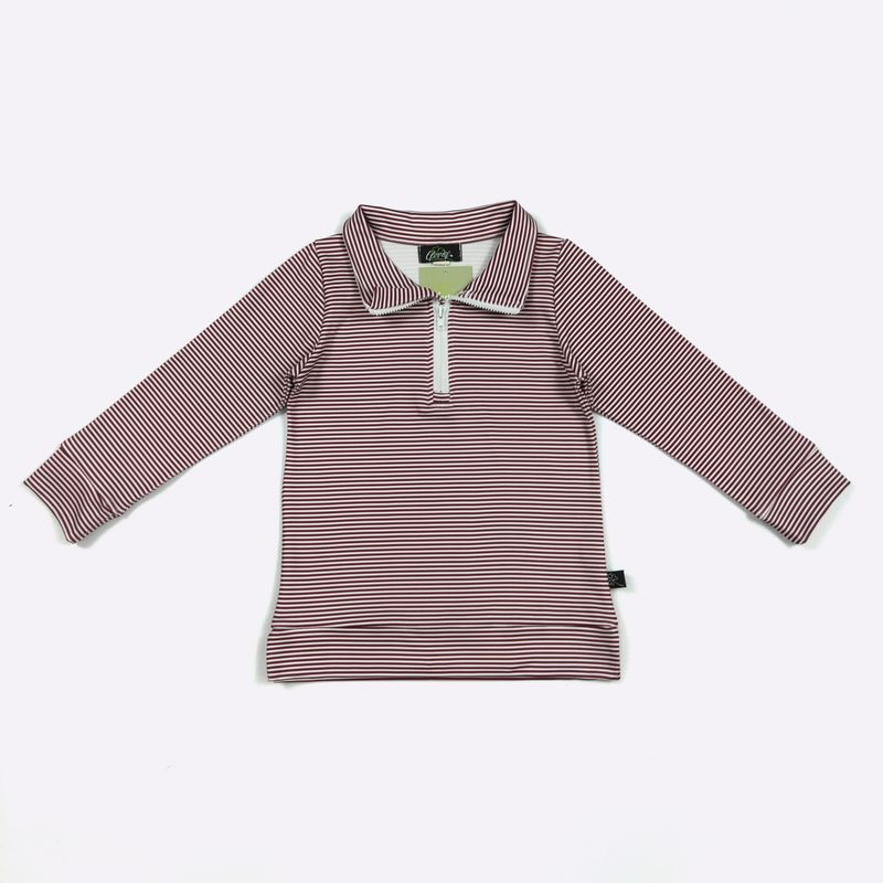 Burgundy Stripe Boy Quarter Zip