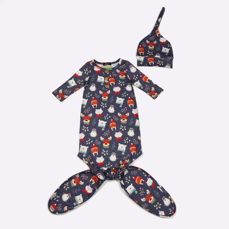 Winter Buddies Baby Knotted Gown