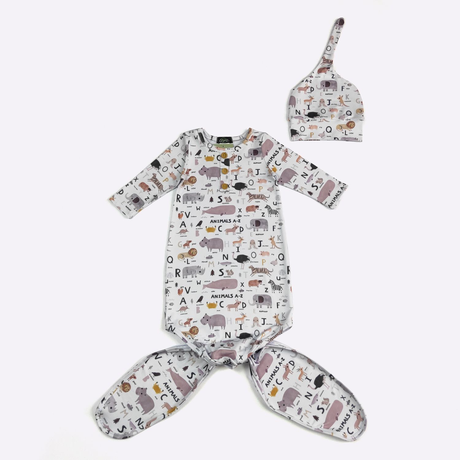 Animal Alphabet Baby Knotted Gown