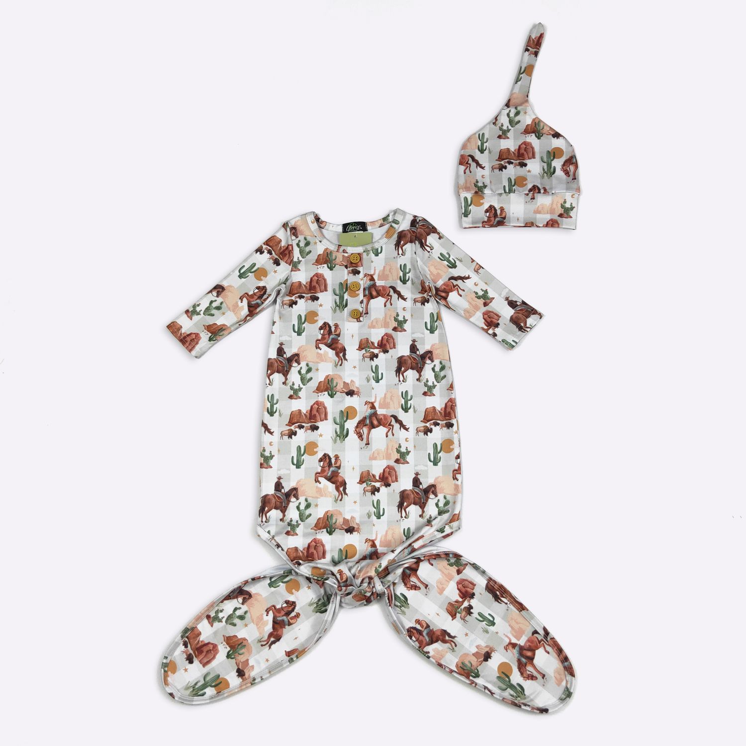 Plaid Western Baby Knotted Gown