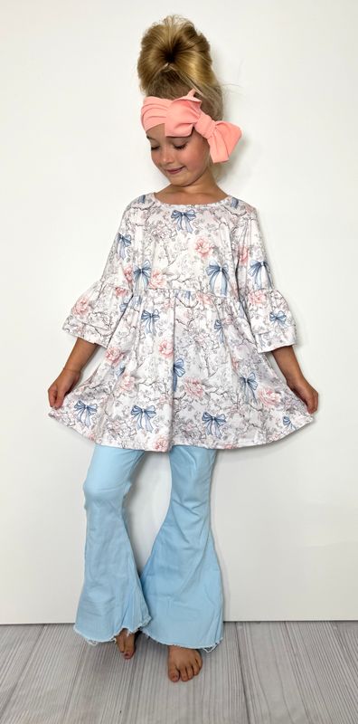 Blue Vintage Coquette Girls Set