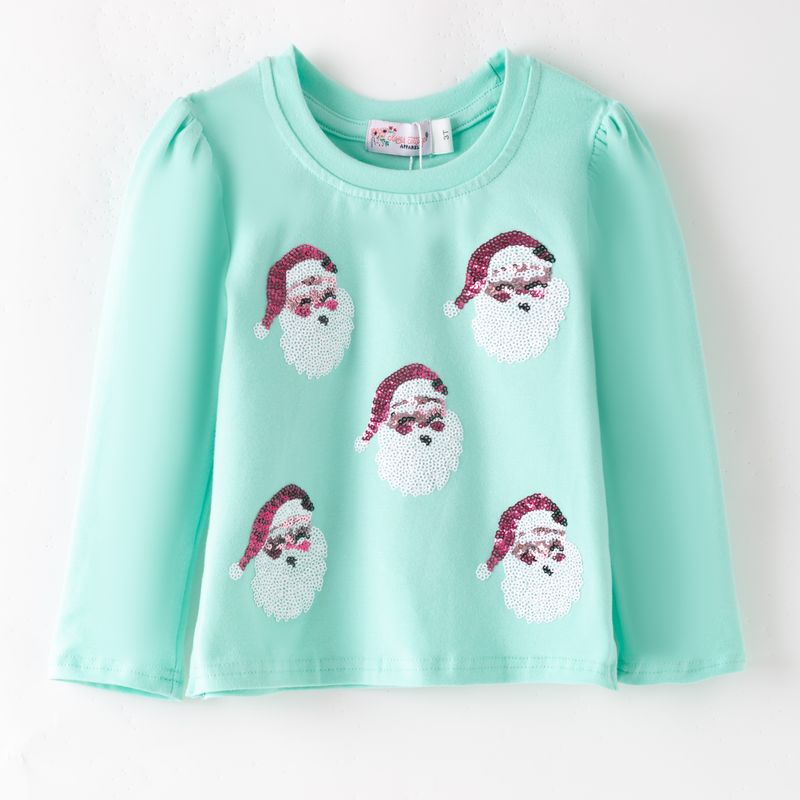 Aqua Santa Sequin Shirt