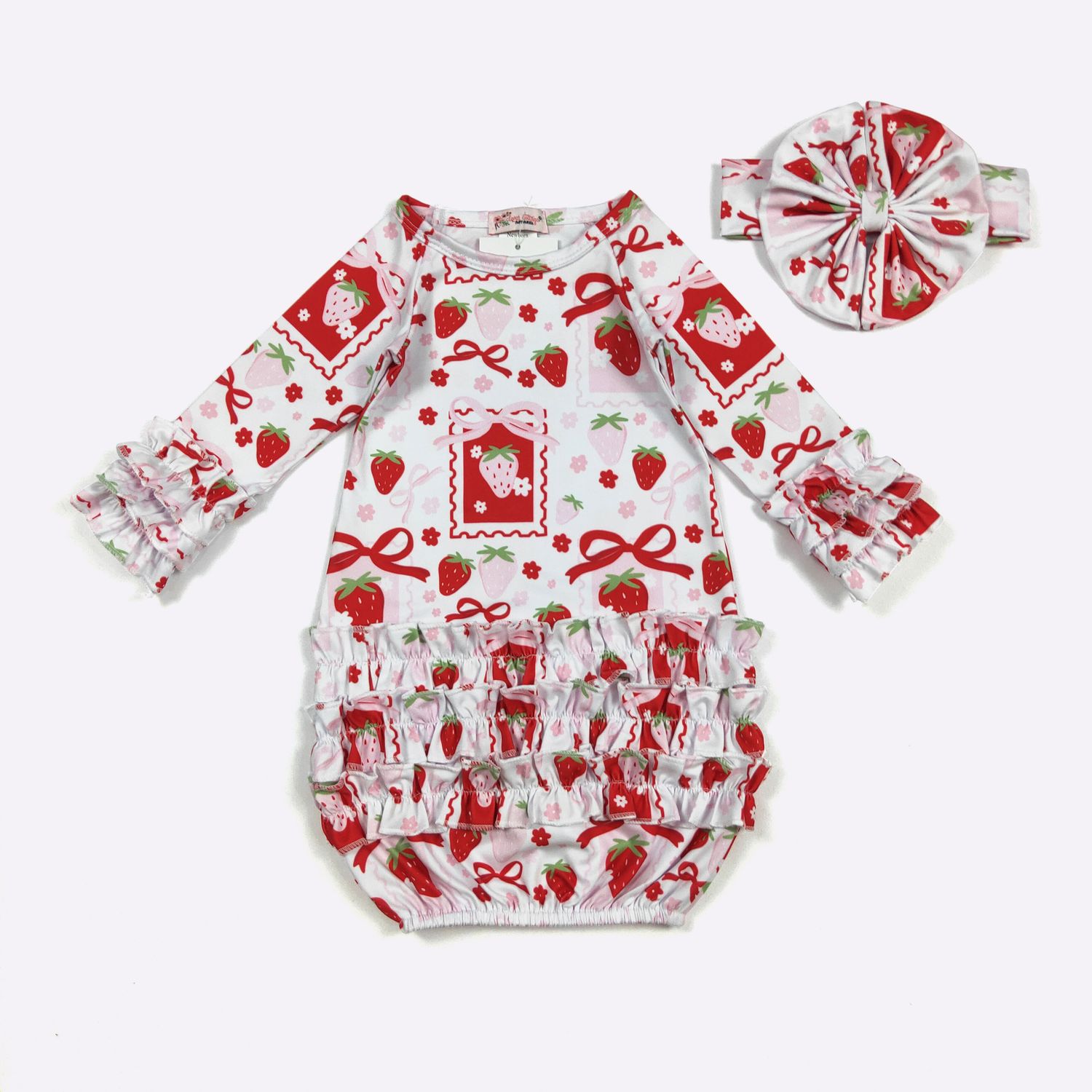 Strawberry Patch Baby Gown