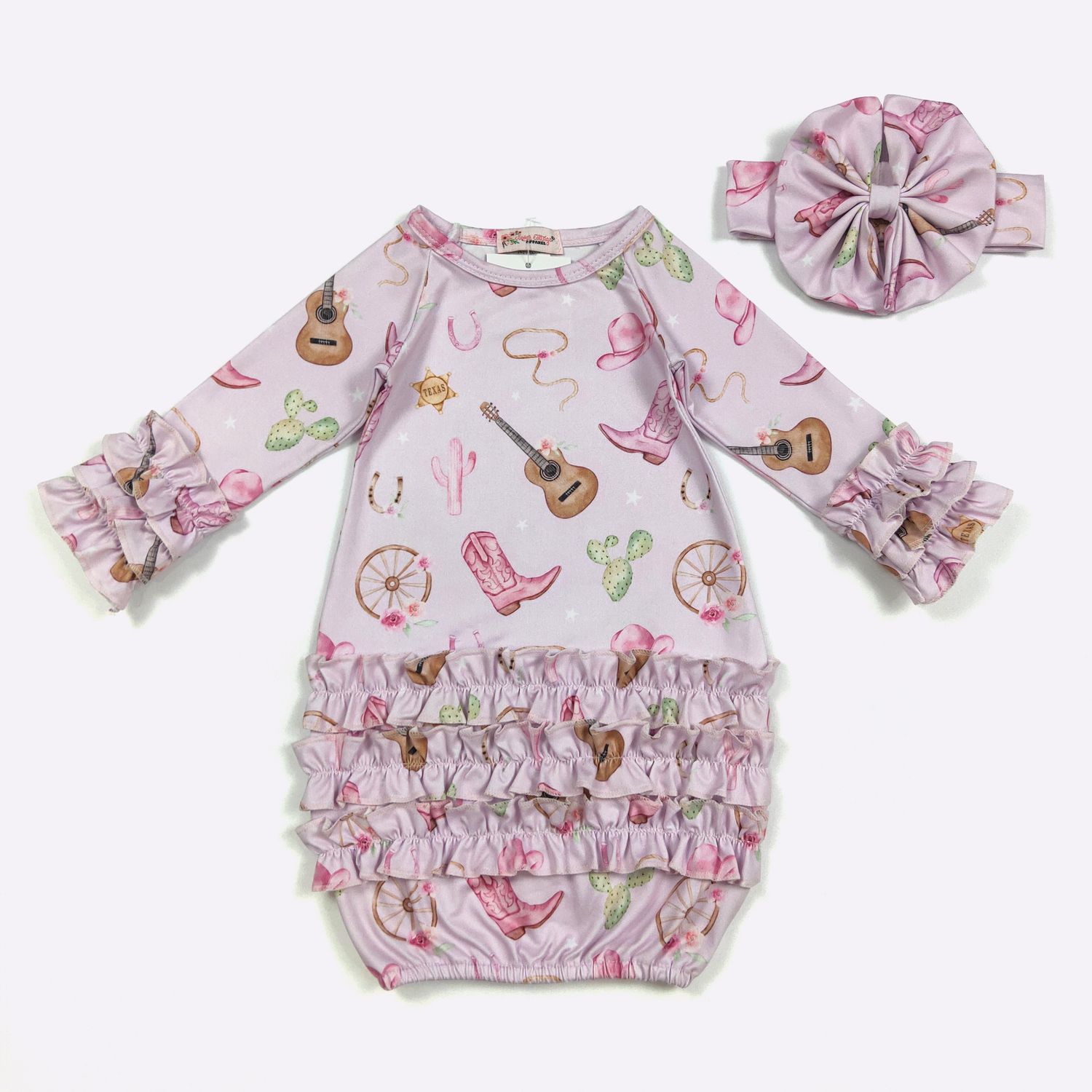Pink Cowgirl Baby Gown