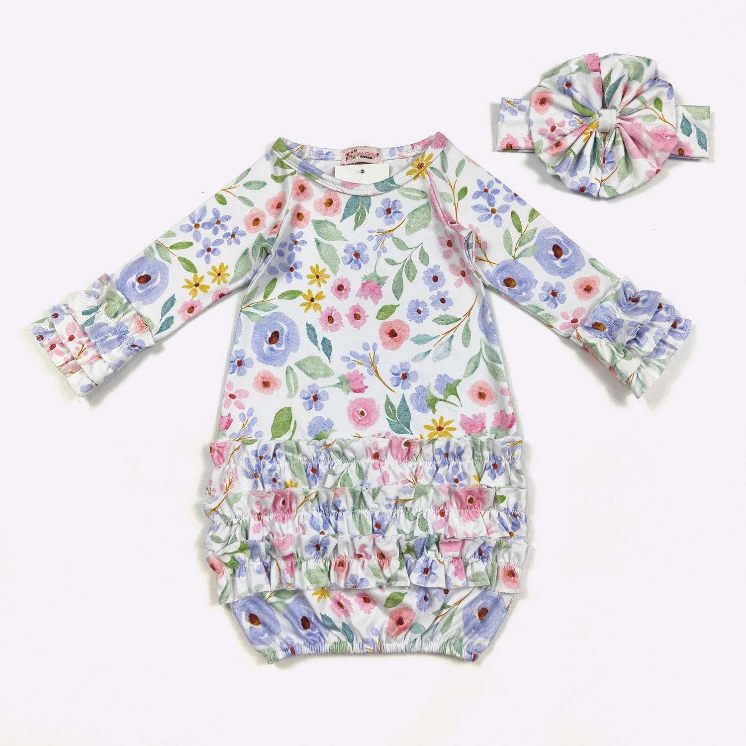 Pastel Poppy Baby Gown