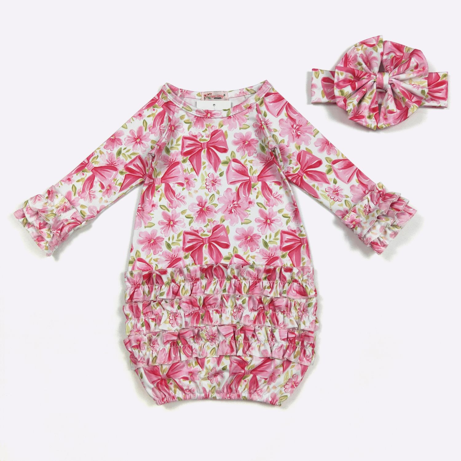 Fuchsia Ribbon Baby Gown