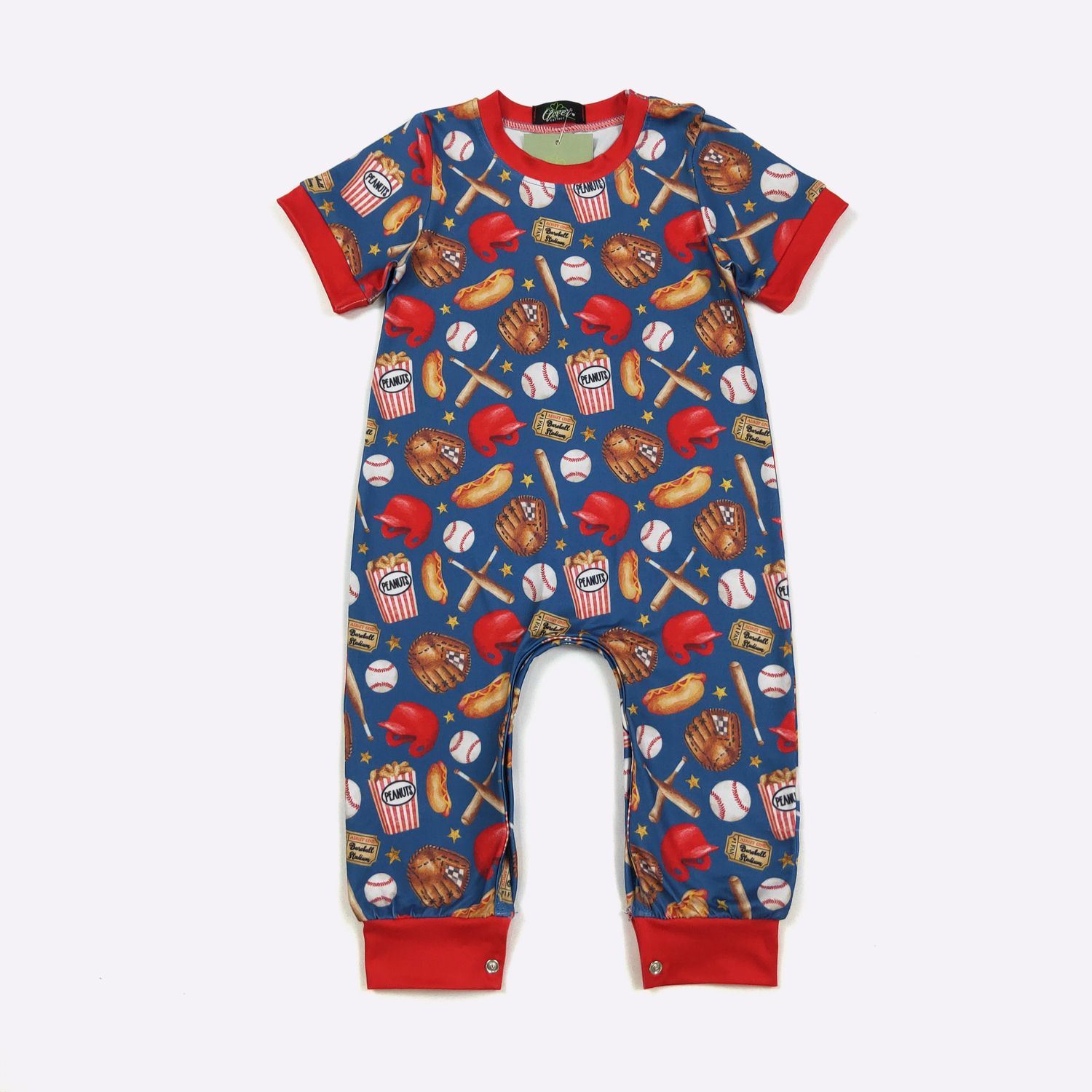 Navy Baseball Boy Romper