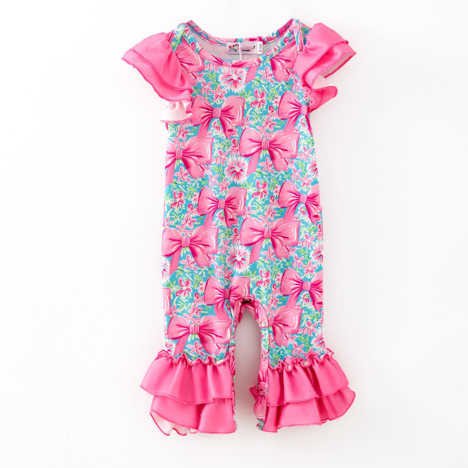 Aqua Spring Ribbon Baby Romper