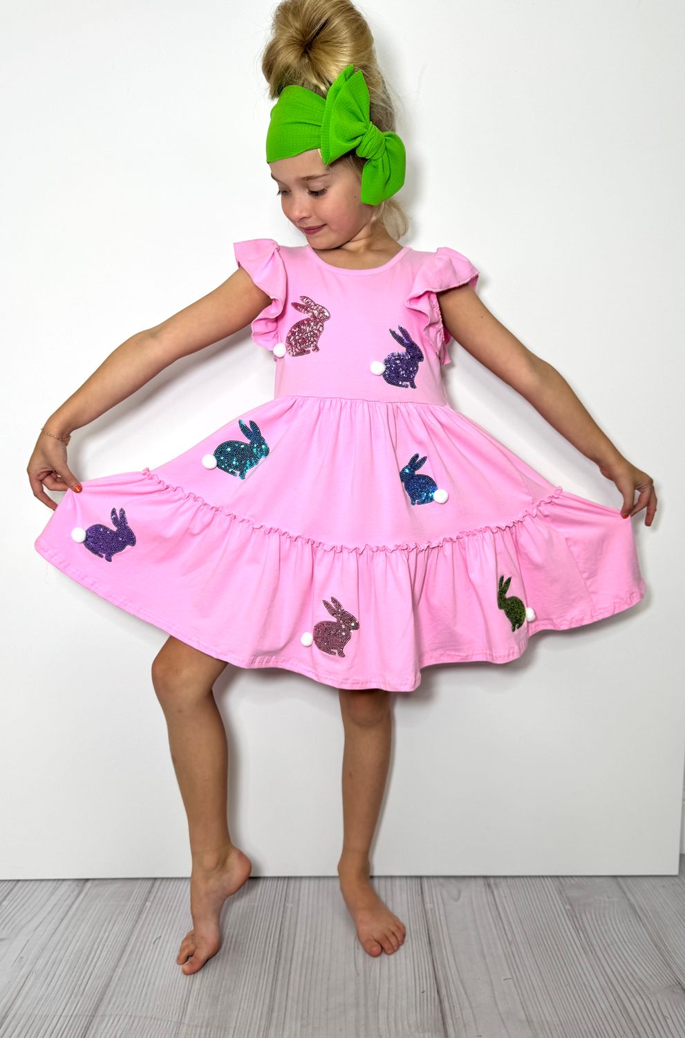Bunny Tail Sequin Girls Dress