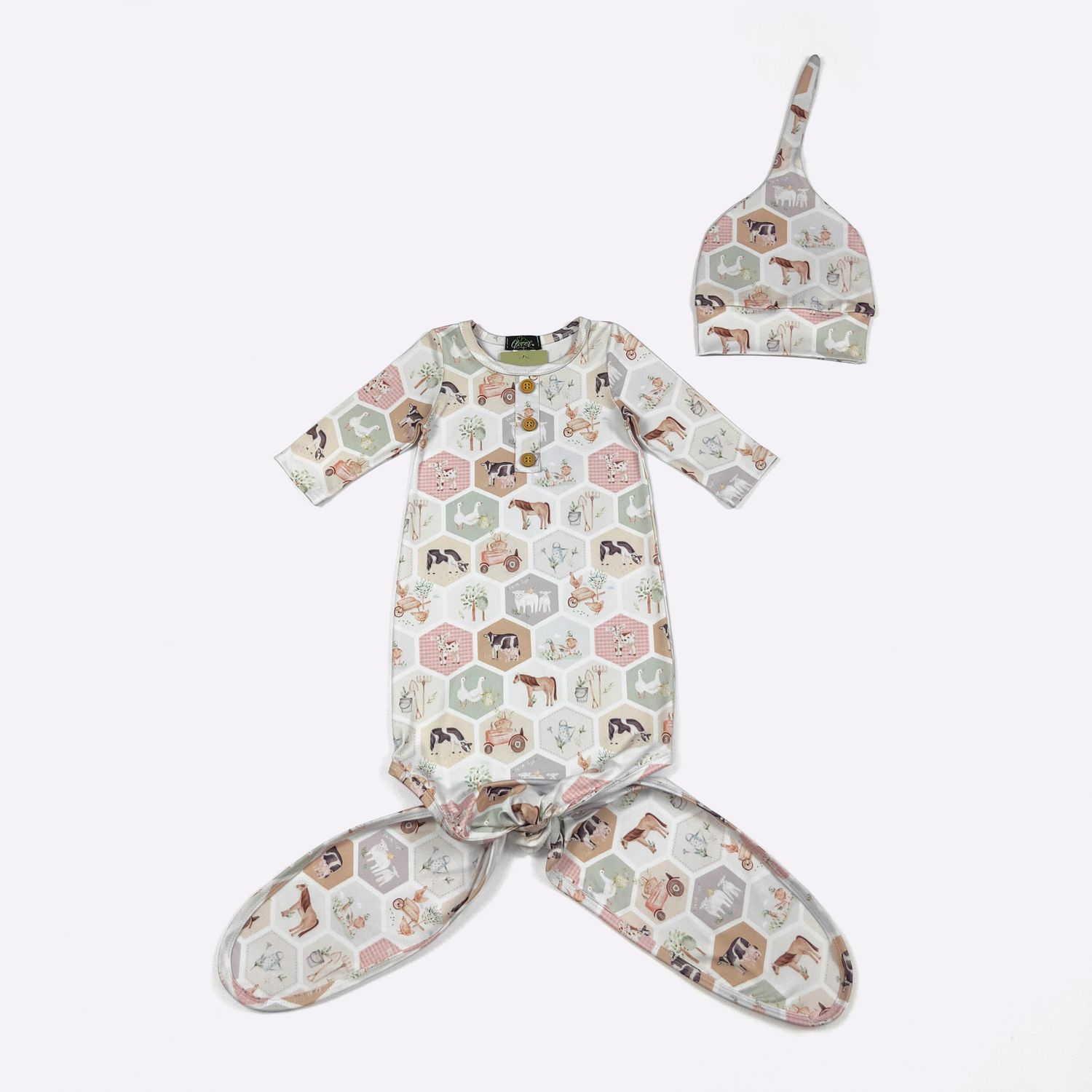 Honeycomb Farm Baby Knotted Gown