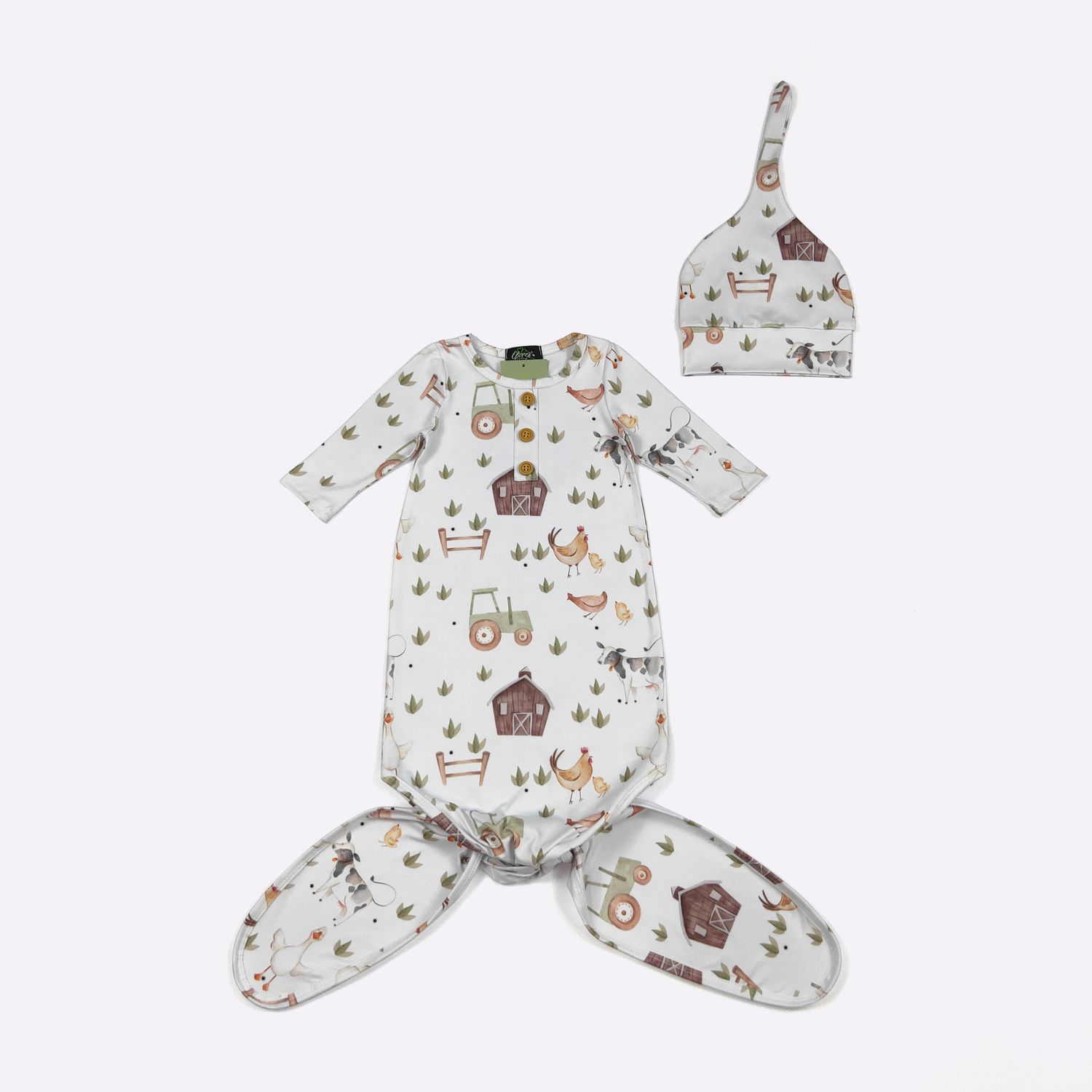 Grassy Farm Baby Knotted Gown