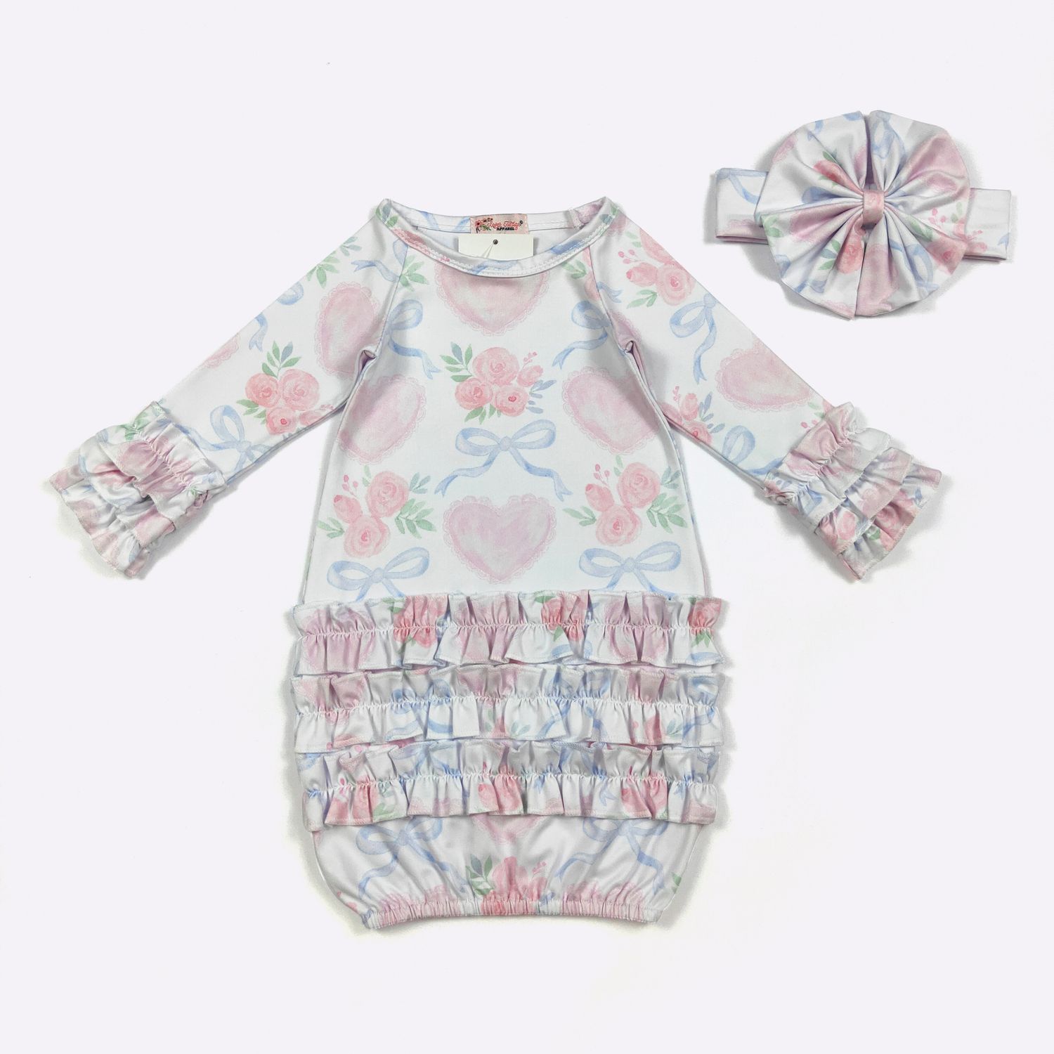 Scalloped Heart Baby Gown
