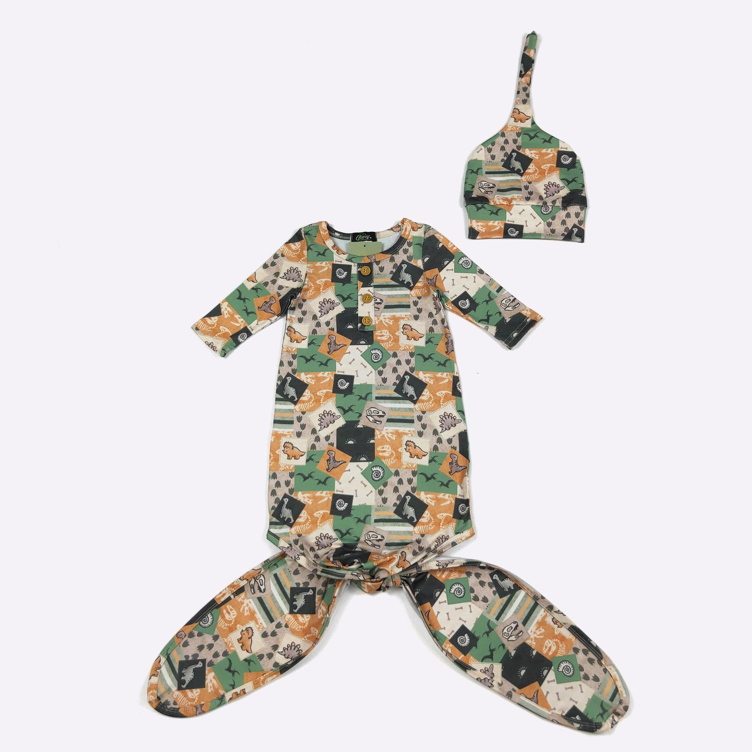 Jurassic Patchwork Baby Knotted Gown