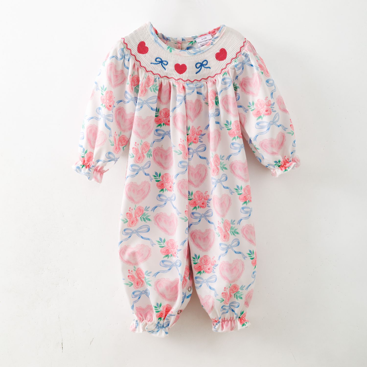 Scalloped Heart Smocked Baby Romper