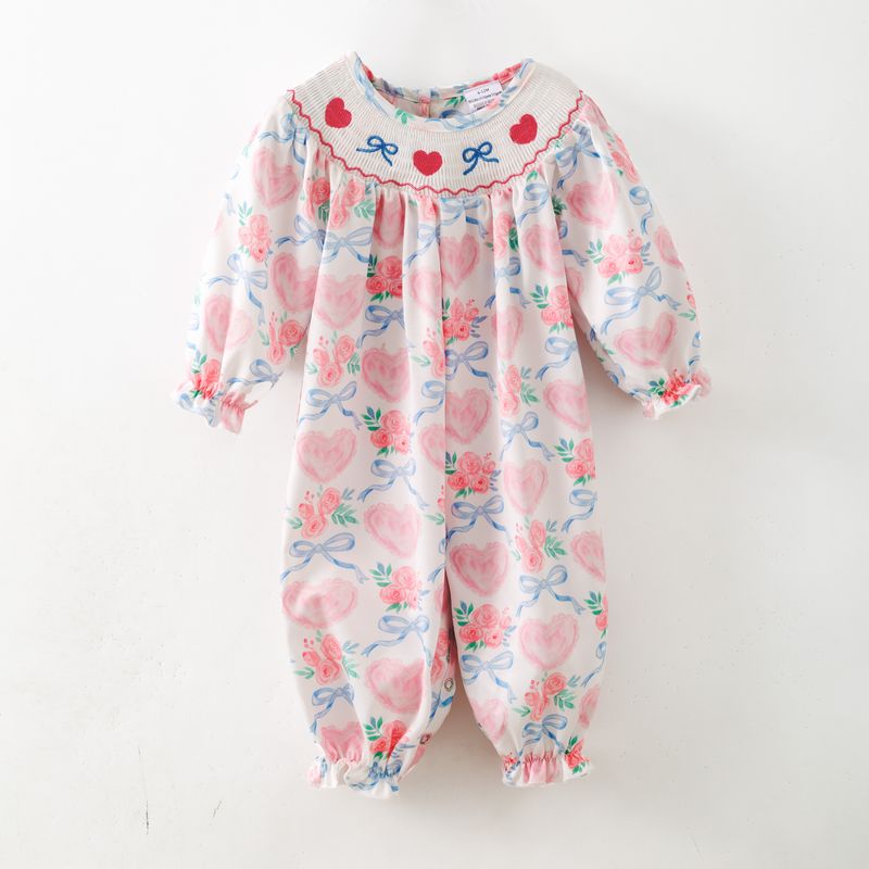 Scalloped Heart Smocked Baby Romper