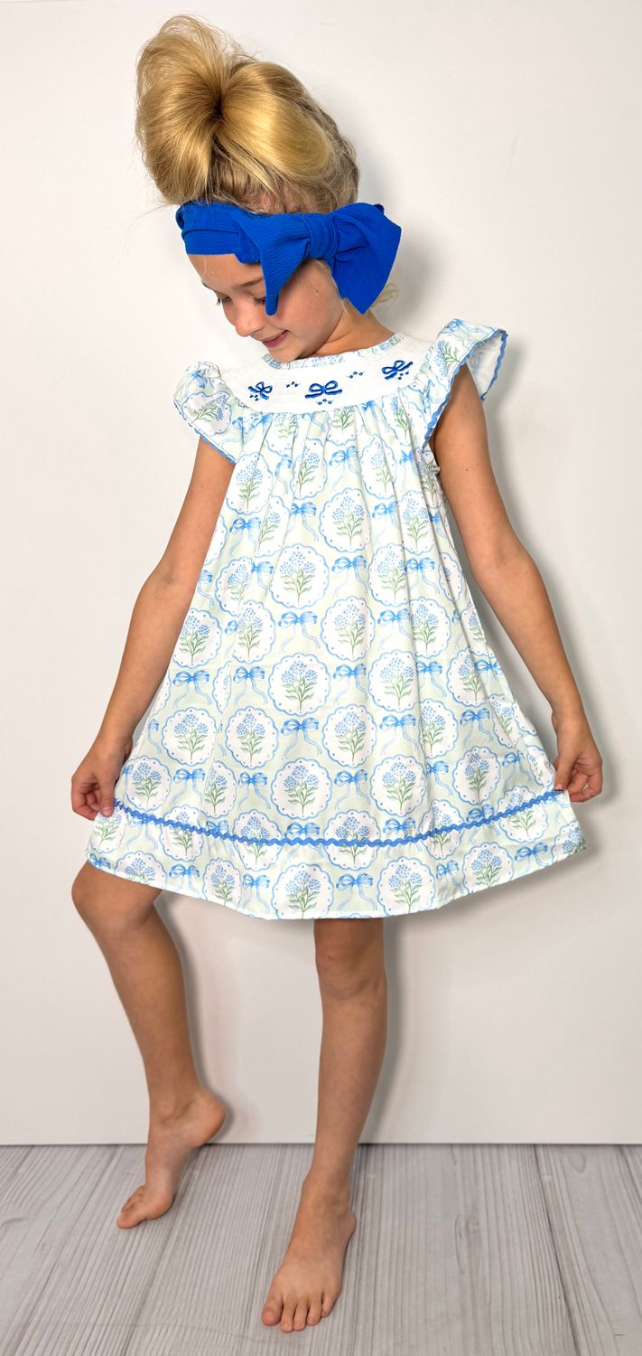 Hydrandgea Smocked Girls Dress