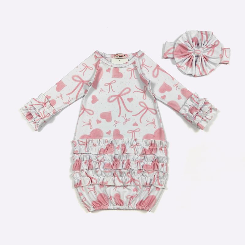 Pink Velvet Heart Baby Gown