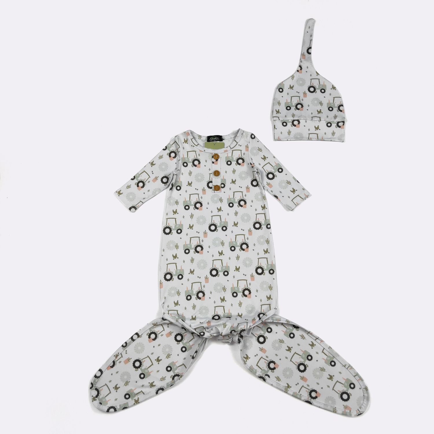 Willow Tractor Baby Knotted Gown