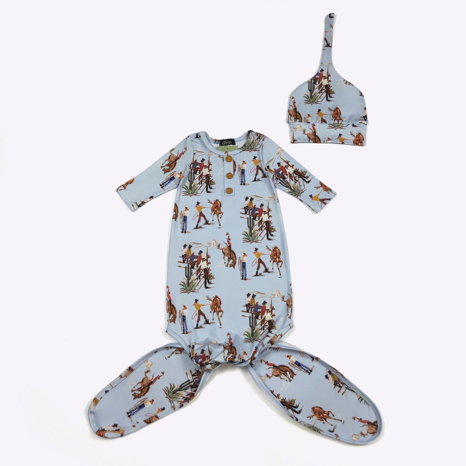 Blue Dude Ranch Baby Knotted Gown