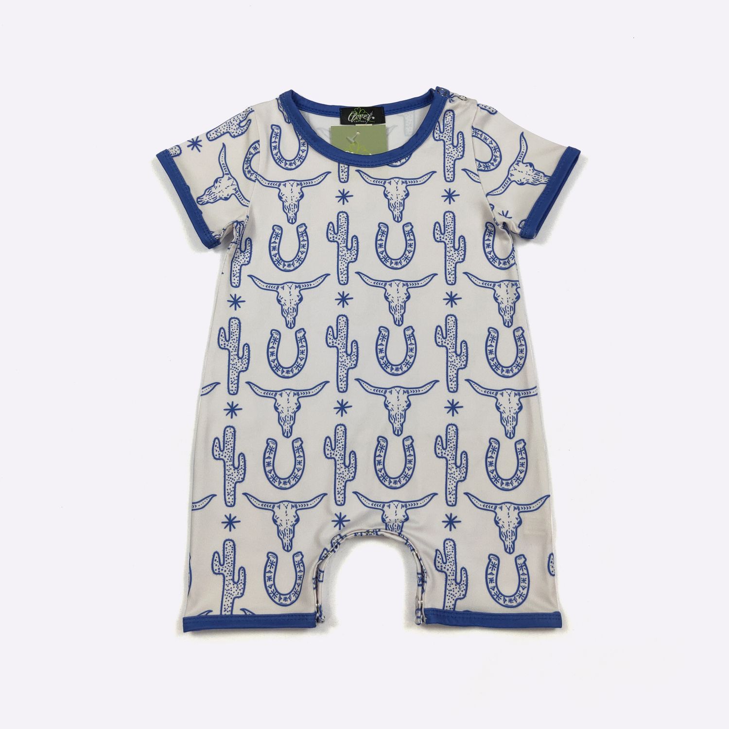 Steer Horns &amp; Horseshoes Boy Romper