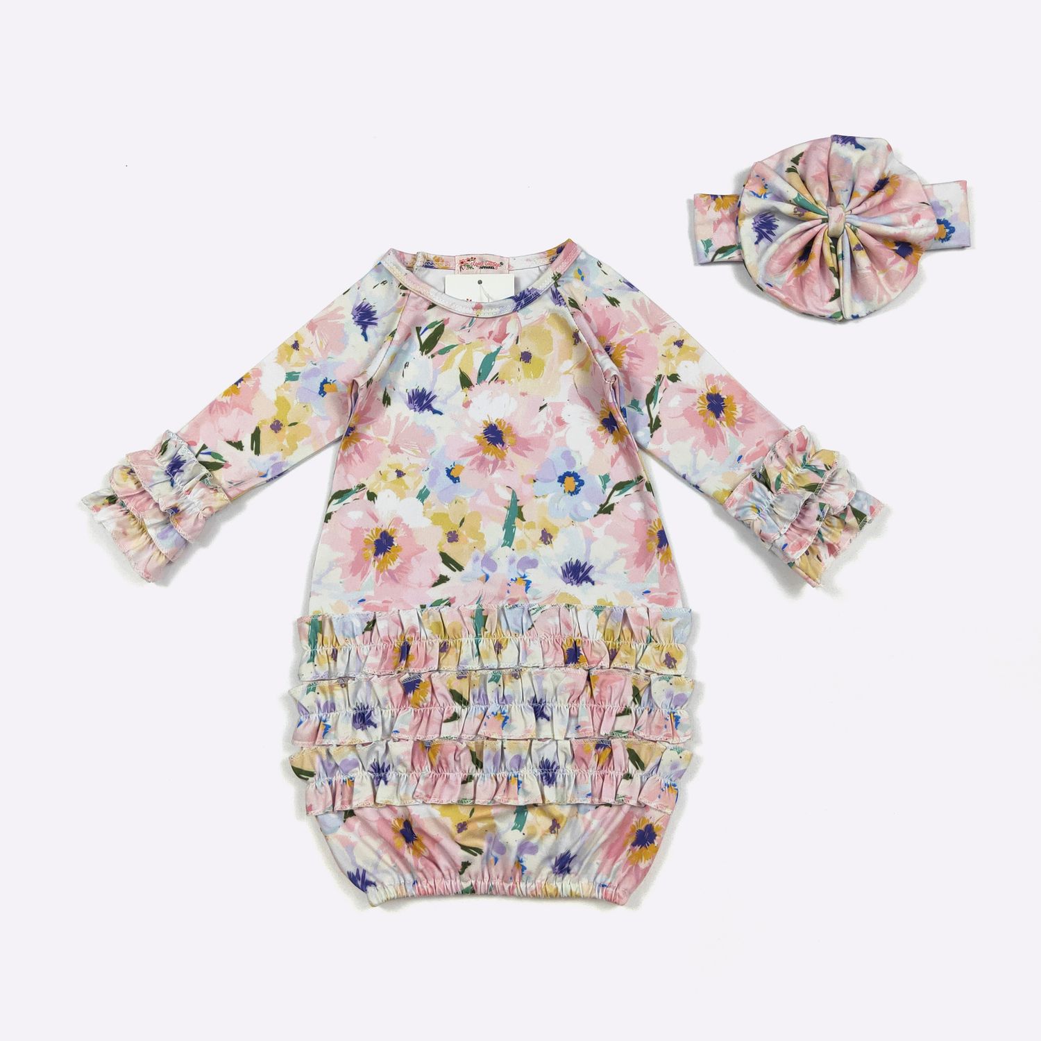 Watercolor Pastels Baby Gown