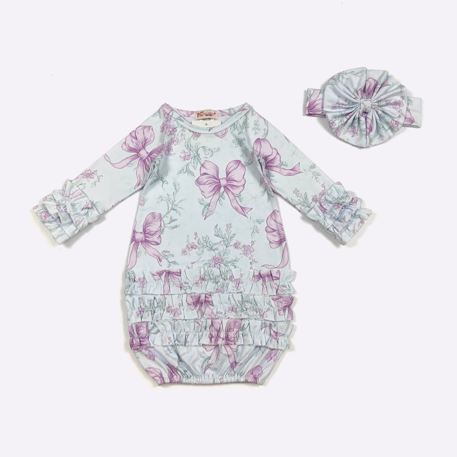 Mint Coquette Baby Gown