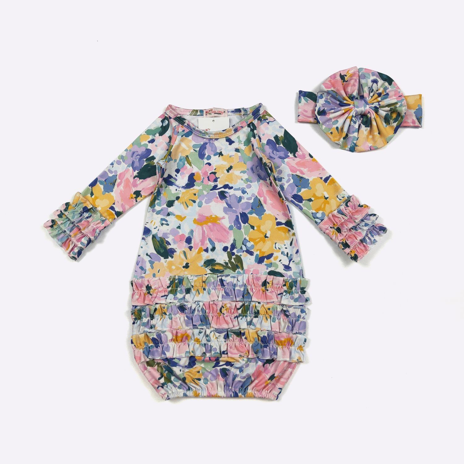 Indigo Watercolor Baby Gown