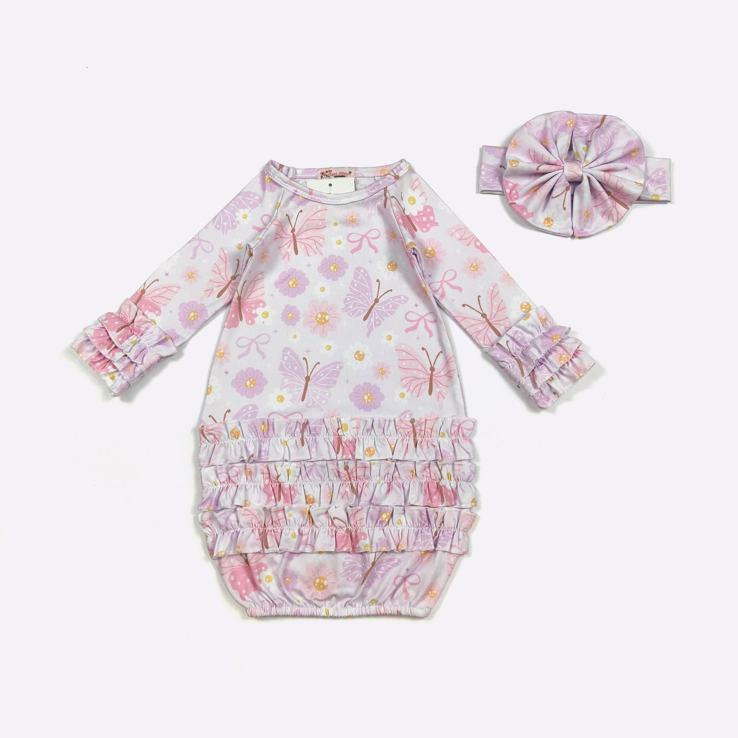 Bow Butterfly Daisy Baby Gown