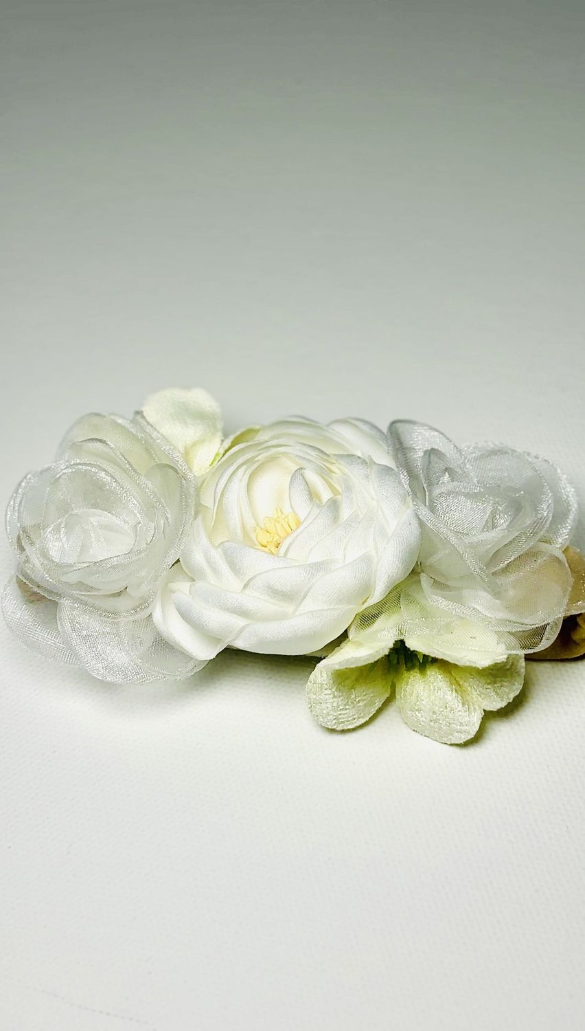 White Tulle Floral Headband
