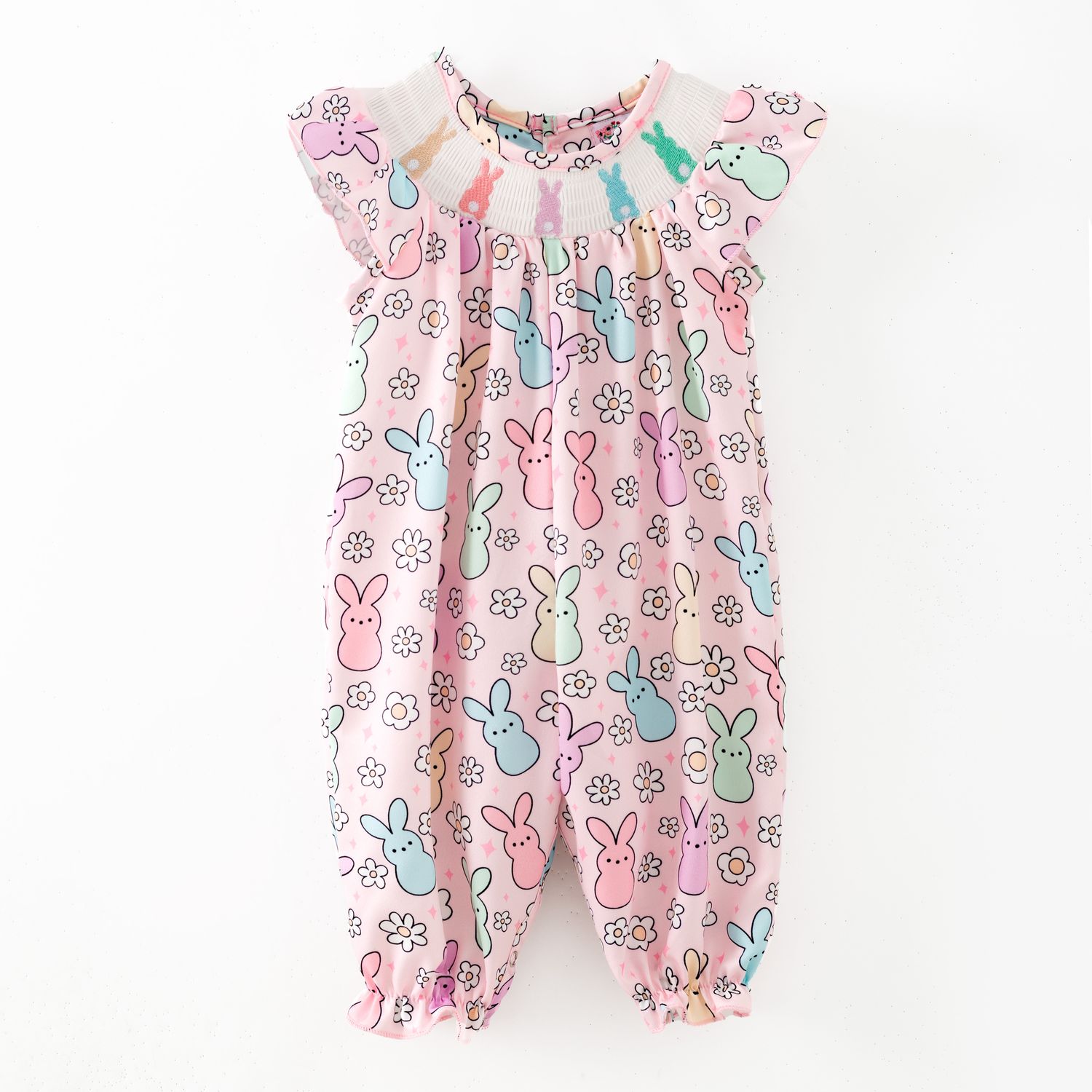 Daisy Peep Smocked Baby Romper