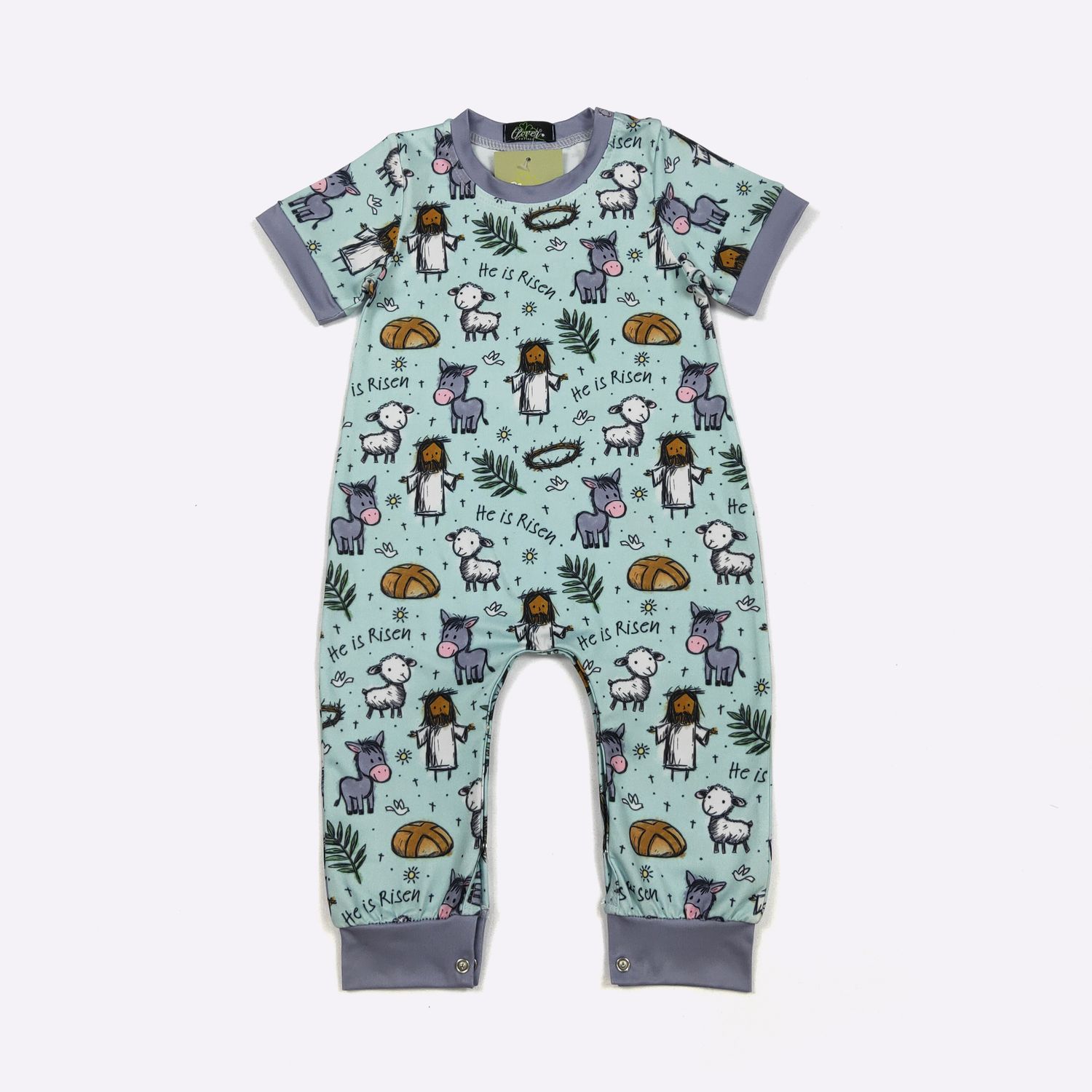 He is Risen Aqua Boy Romper