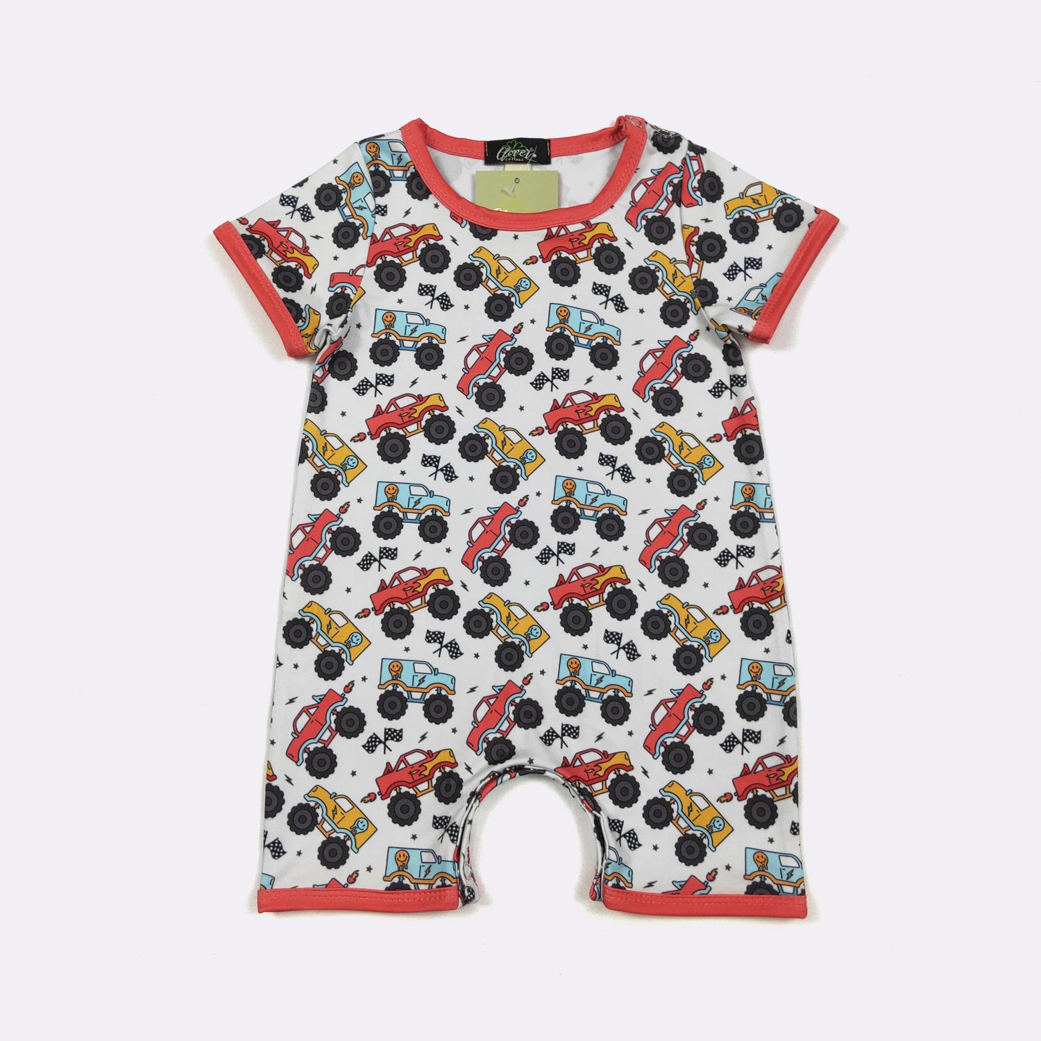 Monster Truck Mayhem Boy Romper