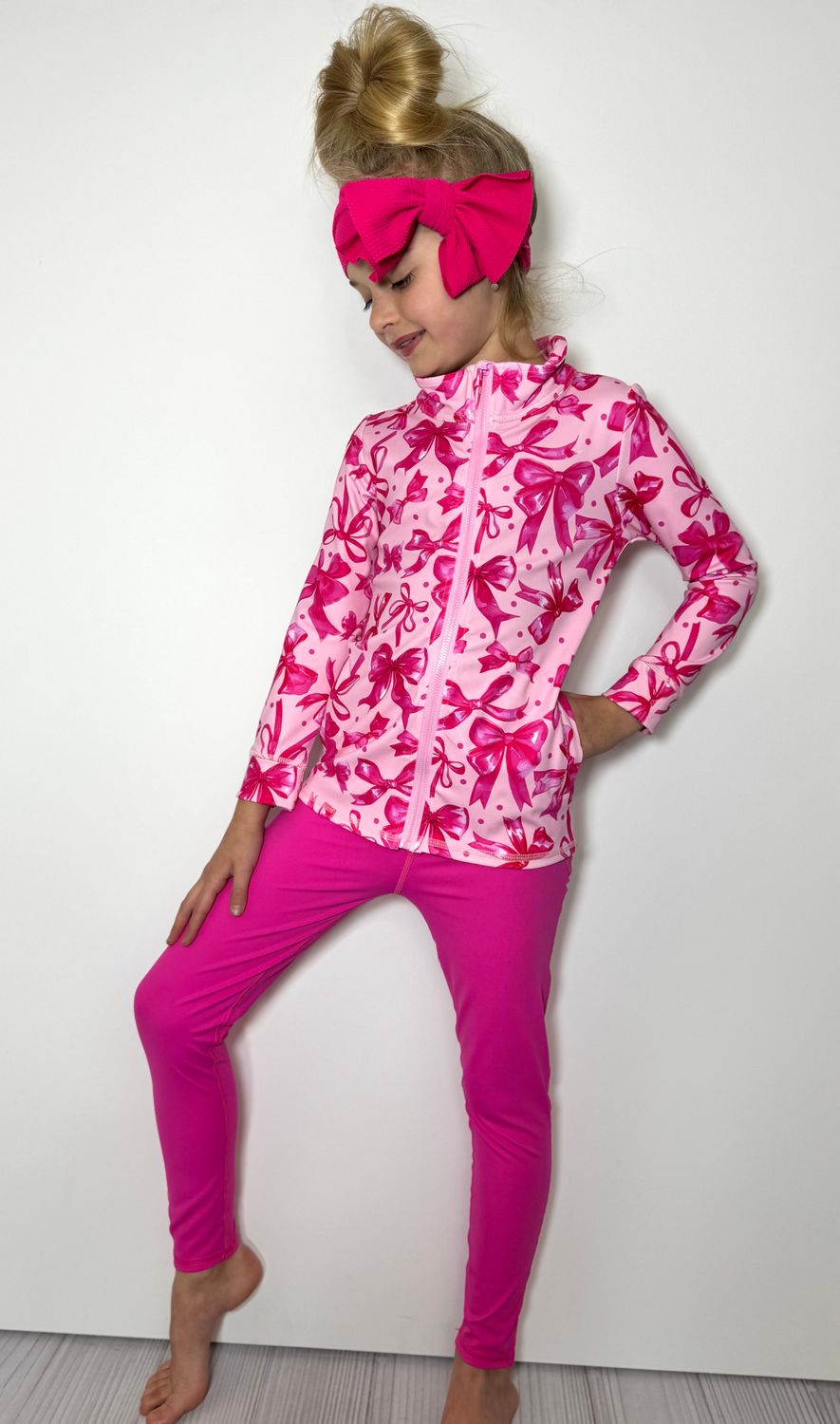 Fuchsia Coquette Athletic Girls Set