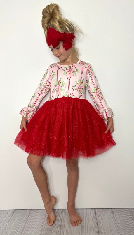 Holly Stripes Tutu Girls Dress