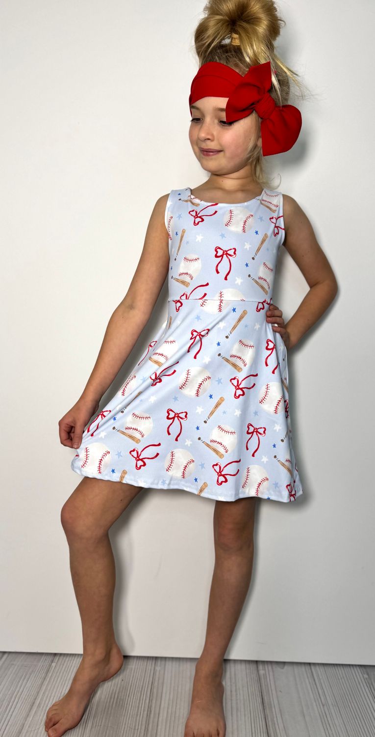 Baseball N Bows Girls Dress
