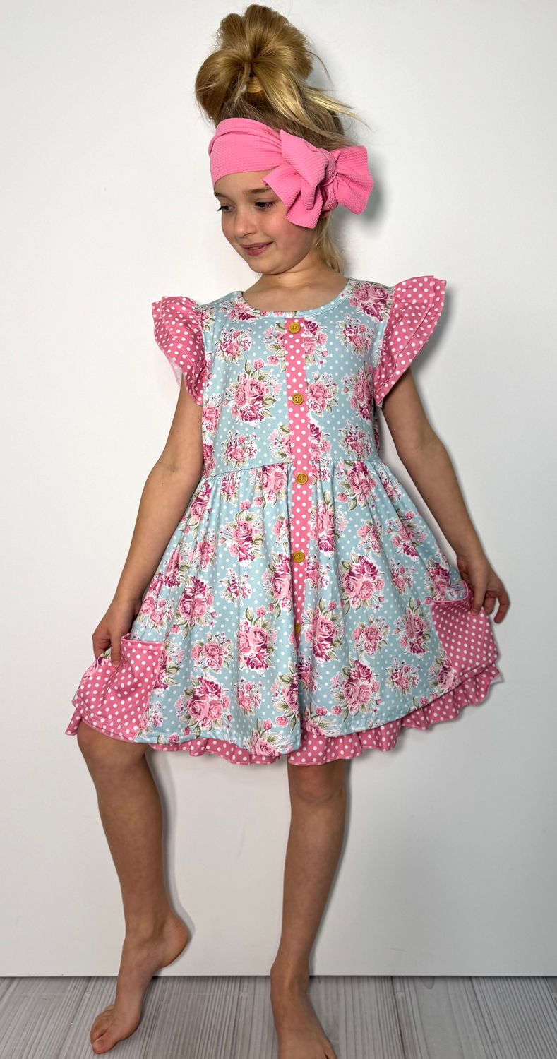 Polka Dot Blossom Girls Dress