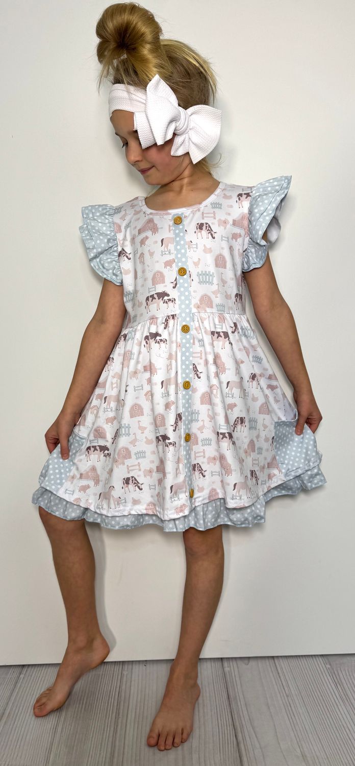 Barnyard Blue Girls Dress
