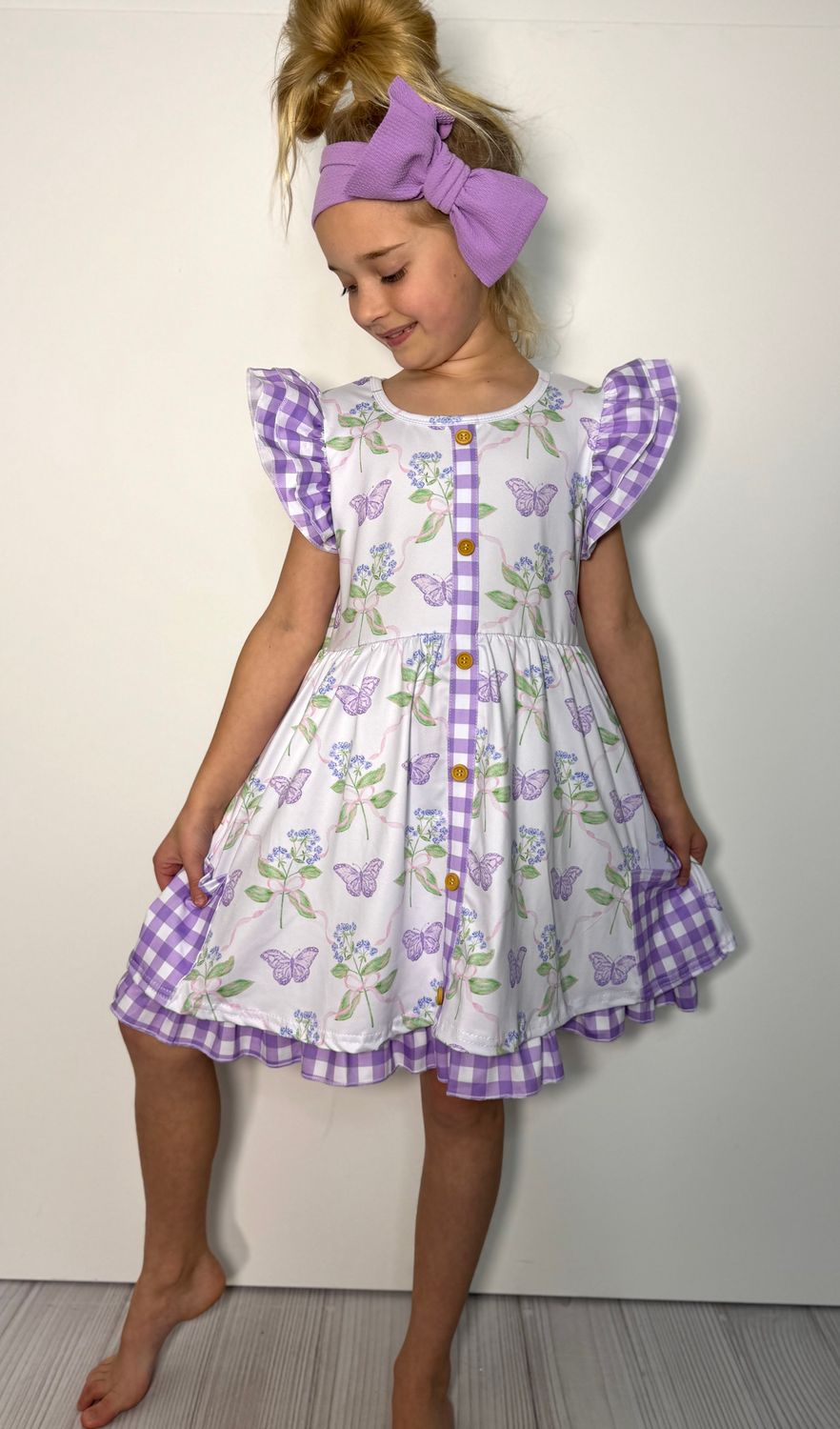 Violet Butterfly Girls Dress