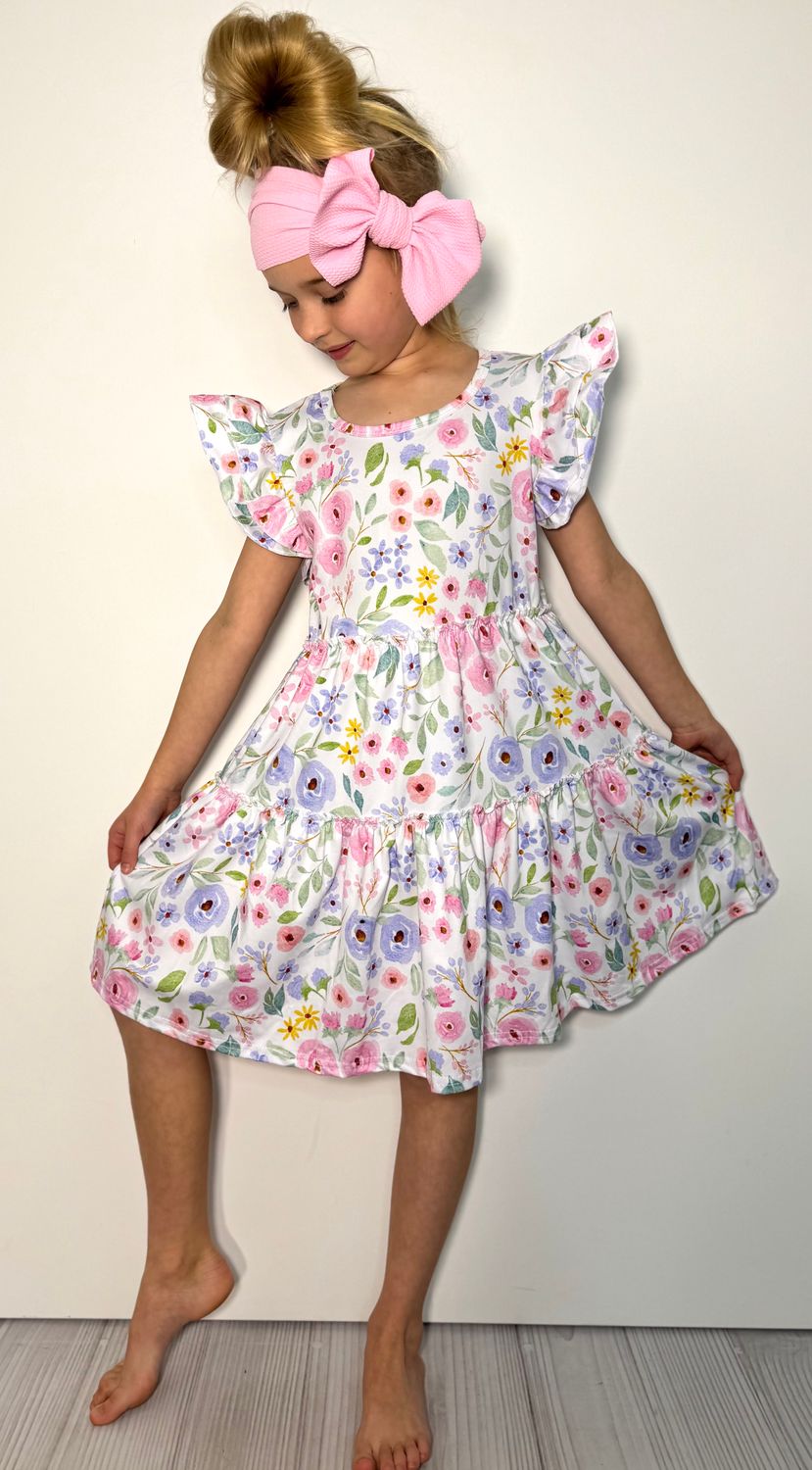 Pastel Poppy Girls Dress